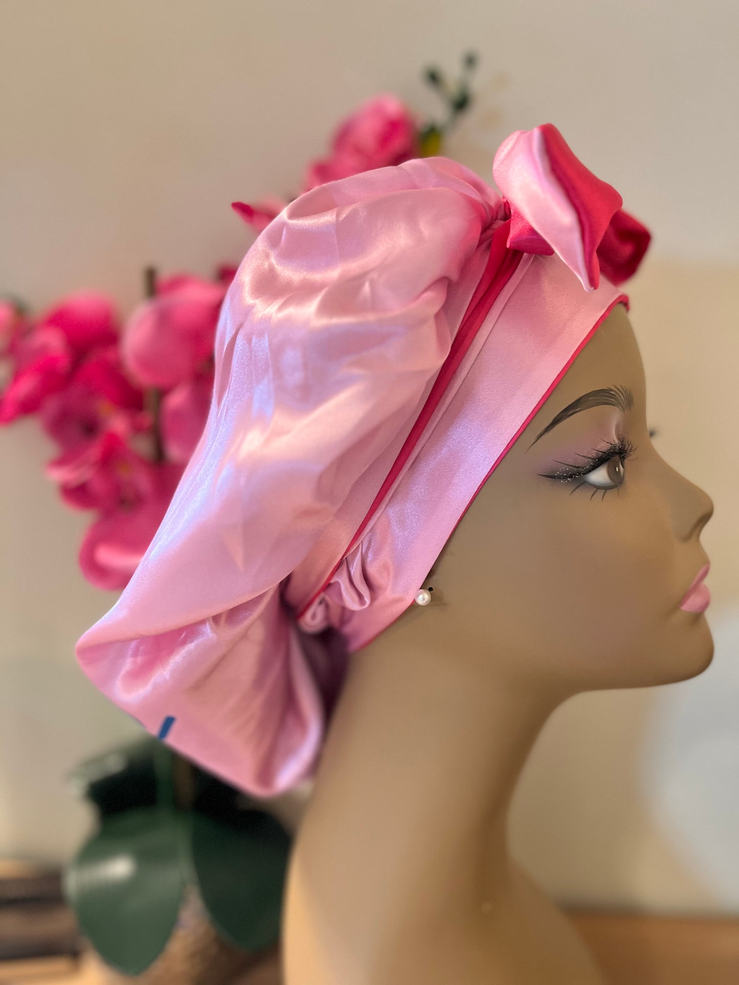 Pink Tricestyles Satin Bonnet