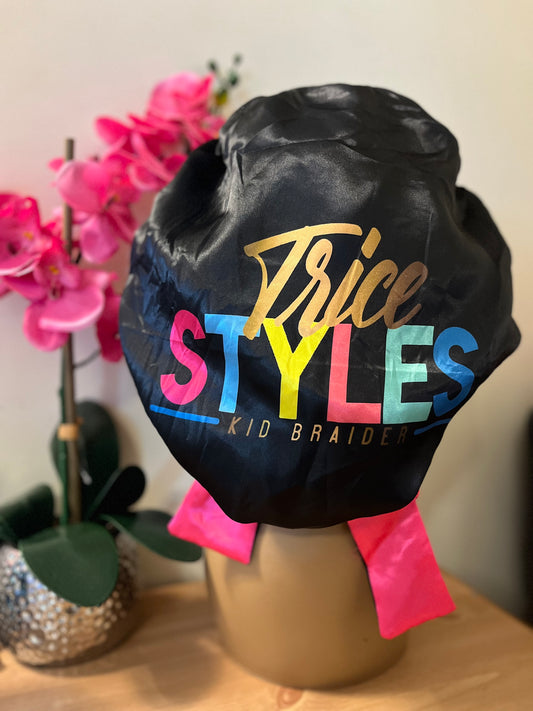 Black Tricestyles Satin Bonnet