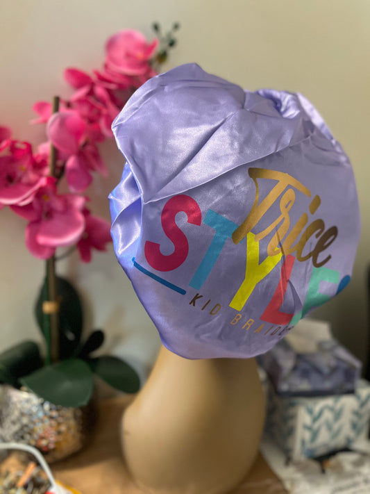 Purple Tricestyles Satin Bonnet